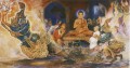 Bouddha dompté un alavaka ogre céleste qui a pris refuge dans la gemme triple du bouddhisme bouddhisme